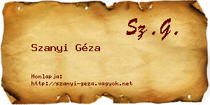 Szanyi Géza névjegykártya